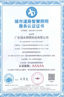 城市道路智慧照明服務(wù)認證證書